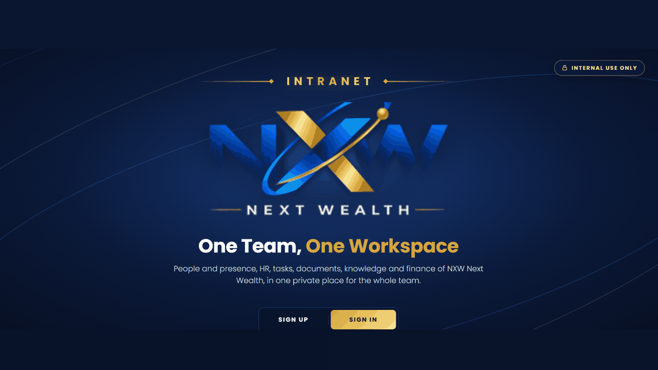 NXW Intranet home screen